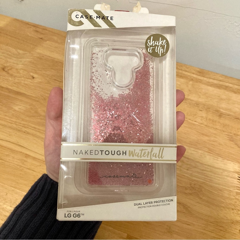 LG G6 Phone Case Pink Sparkle Waterfall Case-Mate New Old Stock